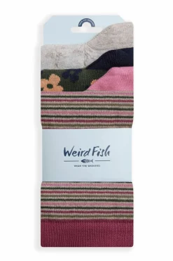 Weird Fish Socks & Tights|Socks & Tights|Parade Patterned Socks 3 Pack Olive Green