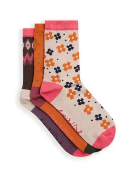 Weird Fish Socks & Tights|Socks & Tights|Parade Patterned Socks 3 Pack Brick Orange