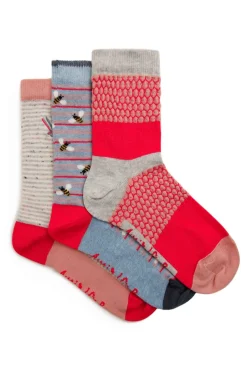 Weird Fish Socks & Tights|Socks & Tights|Parade Patterned Socks 3 Pack Rosewood