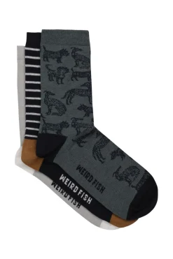 Weird Fish Socks & Tights|Socks & Tights|Parade Patterned Socks 3 Pack Dusty Teal