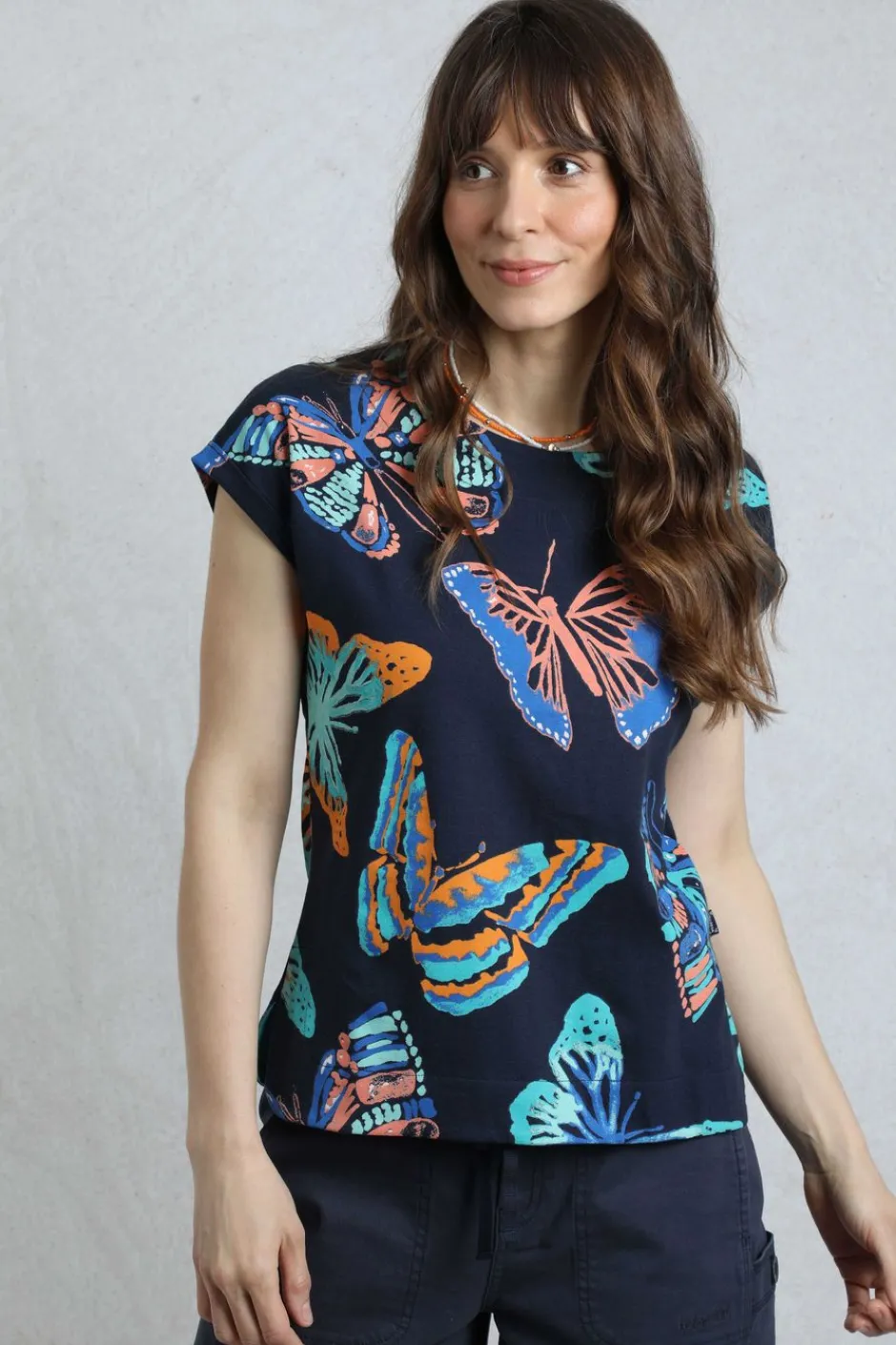 Weird Fish Tunics|Tops & T-Shirts|Paw Paw Organic Cotton Printed T-Shirt Dark Blue