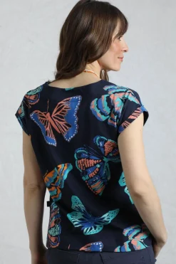 Weird Fish Tunics|Tops & T-Shirts|Paw Paw Organic Cotton Printed T-Shirt Dark Blue