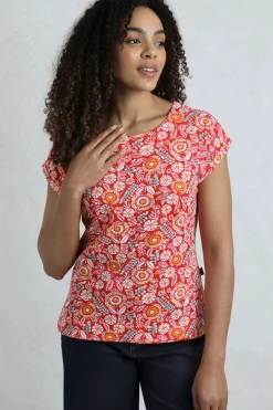 Weird Fish Tunics|Tops & T-Shirts|Paw Paw Organic Cotton Printed T-Shirt Tango Red