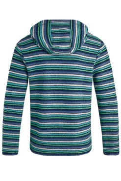 Weird Fish Sweatshirts & Hoodies|Payson Button Neck Striped Eco Macaroni Hoodie Ensign Blue