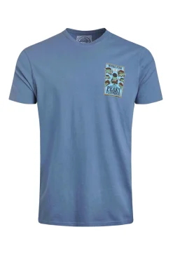 Weird Fish T-Shirts|Peaky Flounders Back Print Artist T-Shirt Mid Blue