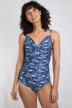 Weird Fish Swimwear & Changing Robes|Swimwear|Penelope Eco Printed Swimsuit Ensign Blue