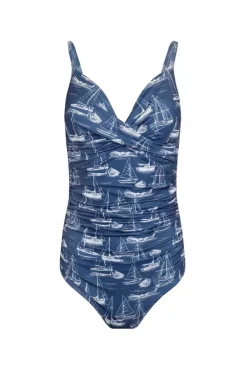 Weird Fish Swimwear & Changing Robes|Swimwear|Penelope Eco Printed Swimsuit Ensign Blue
