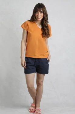 Weird Fish Tunics|Tops & T-Shirts|Pernille Organic Cotton Cutaway T-Shirt Orange