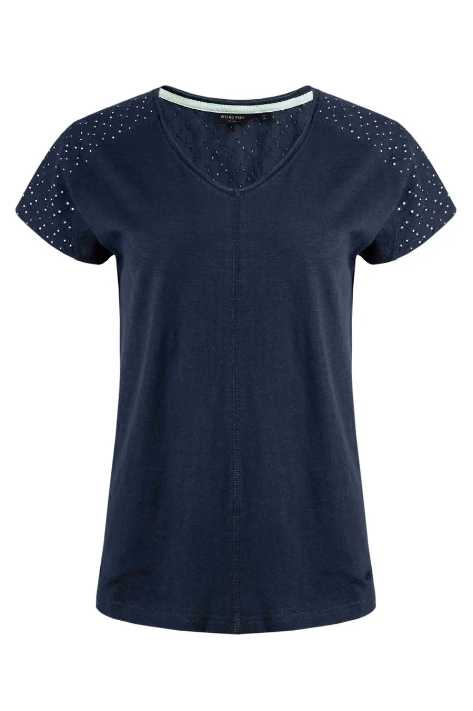 Weird Fish Tunics|Tops & T-Shirts|Pernille Organic Cotton Cutaway T-Shirt Navy