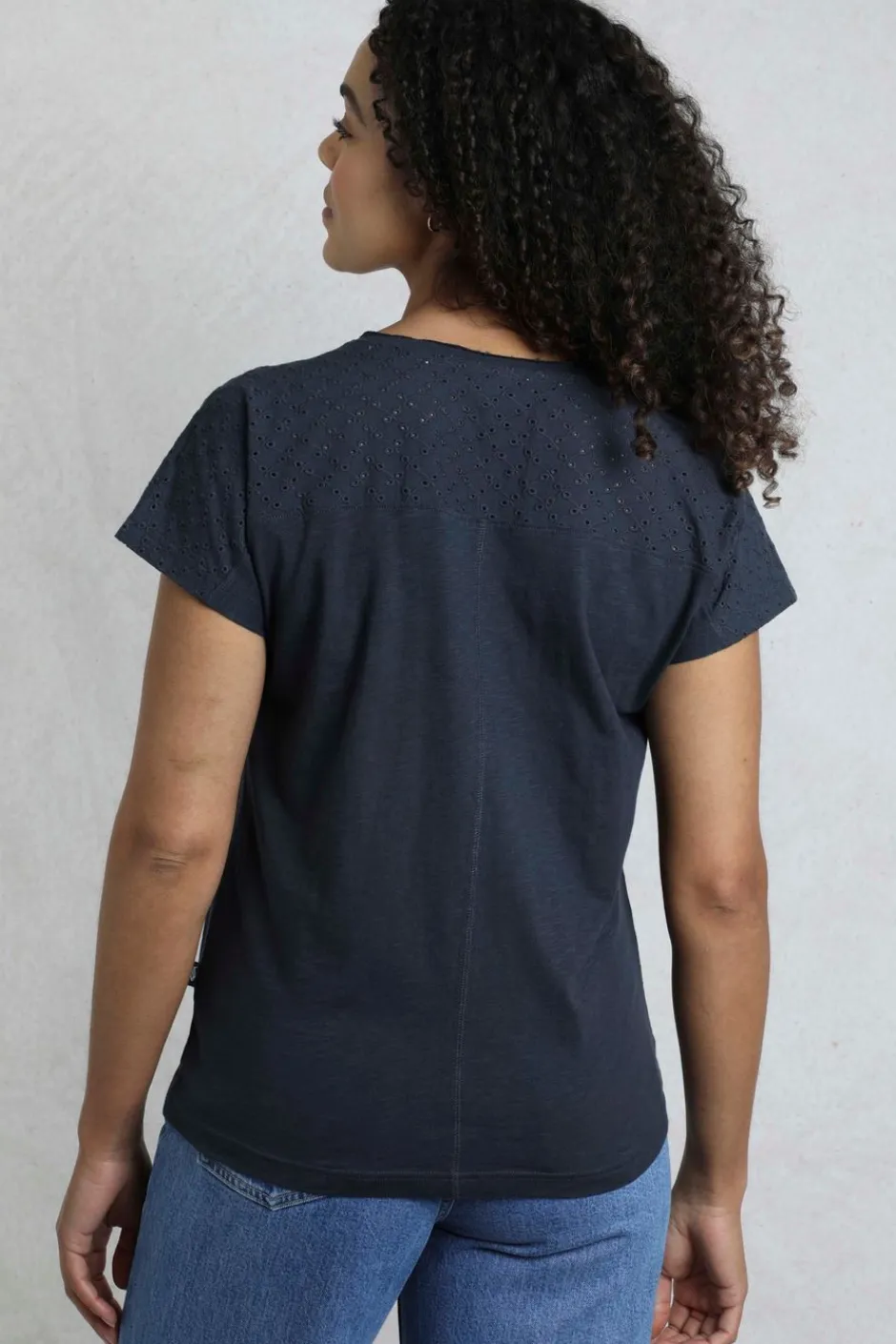 Weird Fish Tunics|Tops & T-Shirts|Pernille Organic Cotton Cutaway T-Shirt Navy