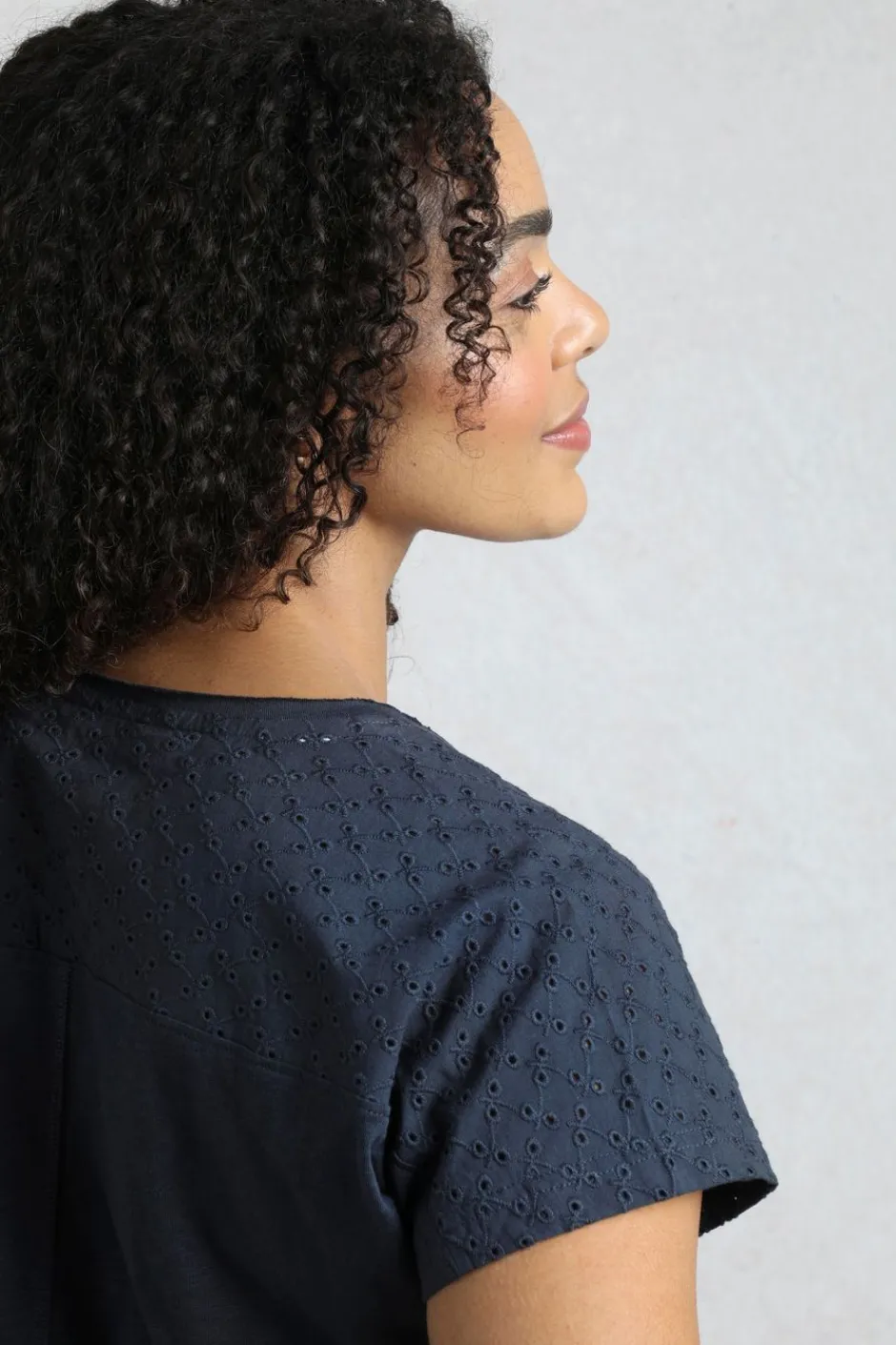 Weird Fish Tunics|Tops & T-Shirts|Pernille Organic Cotton Cutaway T-Shirt Navy