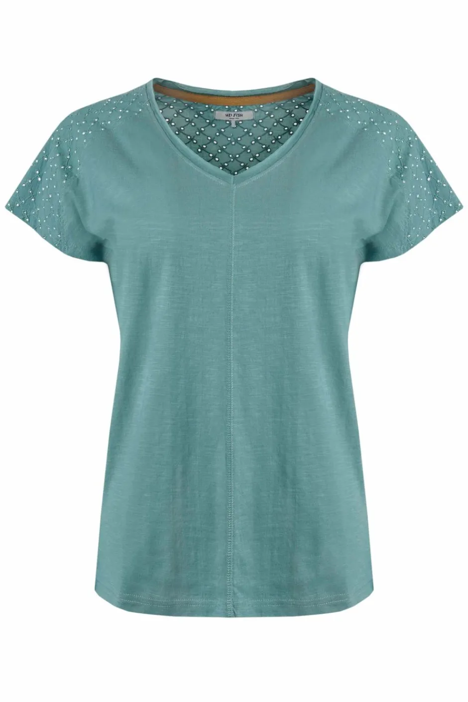 Weird Fish Tunics|Tops & T-Shirts|Pernille Organic Cotton Cutaway T-Shirt Mineral Blue