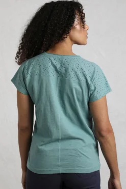 Weird Fish Tunics|Tops & T-Shirts|Pernille Organic Cotton Cutaway T-Shirt Mineral Blue