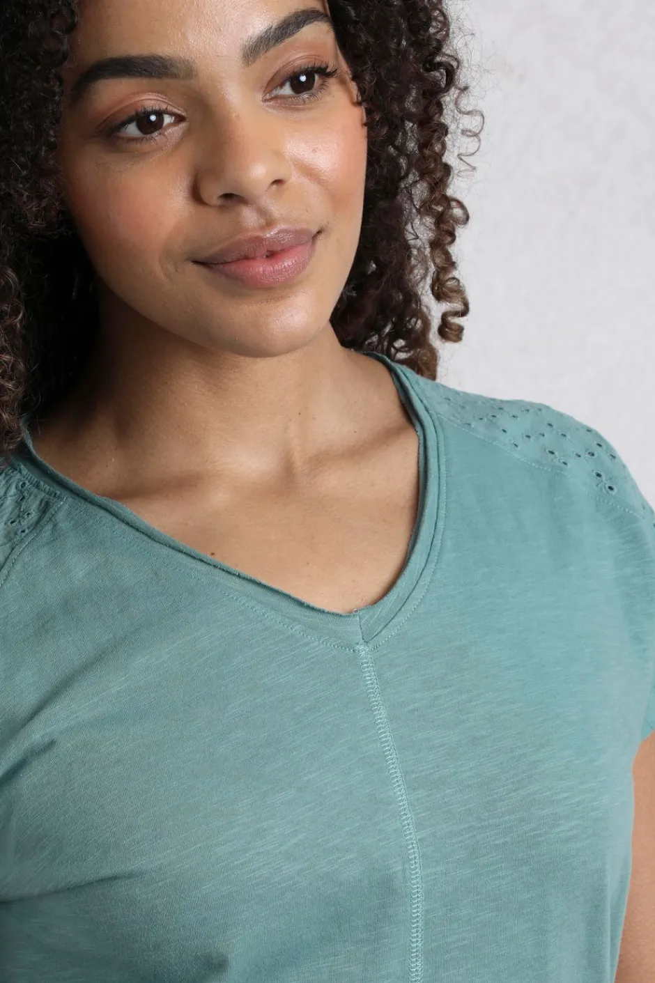 Weird Fish Tunics|Tops & T-Shirts|Pernille Organic Cotton Cutaway T-Shirt Mineral Blue