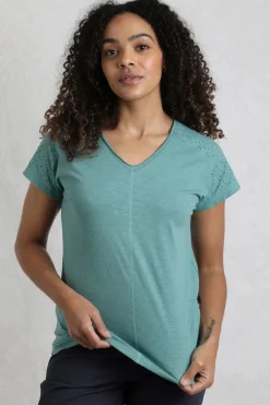 Weird Fish Tunics|Tops & T-Shirts|Pernille Organic Cotton Cutaway T-Shirt Mineral Blue