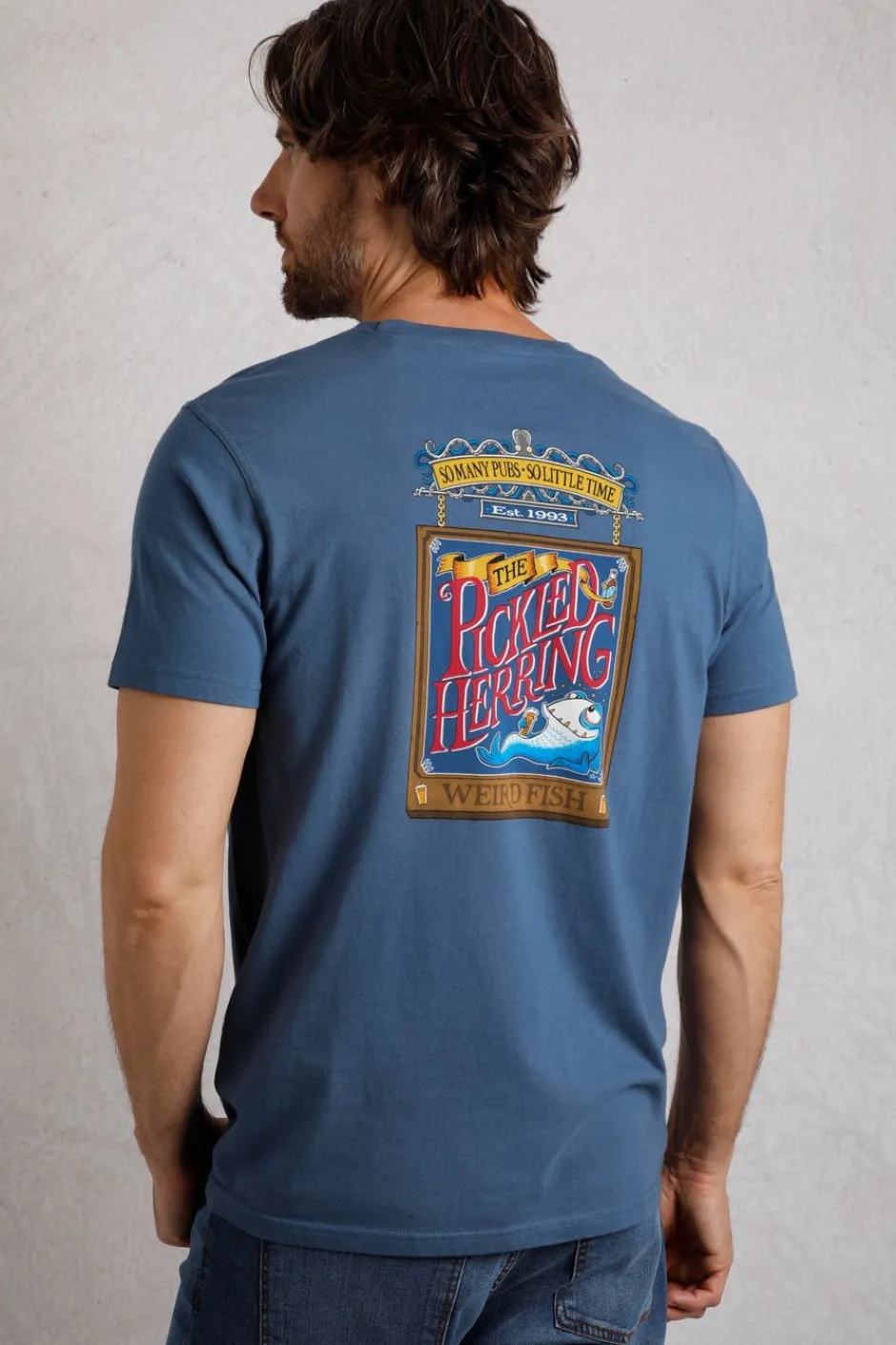 Weird Fish T-Shirts|Pickled Back Print Artist T-Shirt Ensign Blue