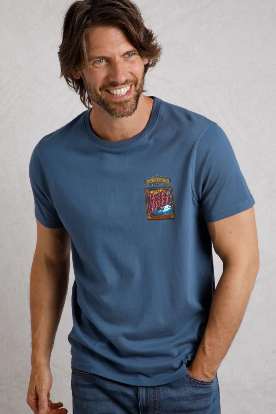 Weird Fish T-Shirts|Pickled Back Print Artist T-Shirt Ensign Blue