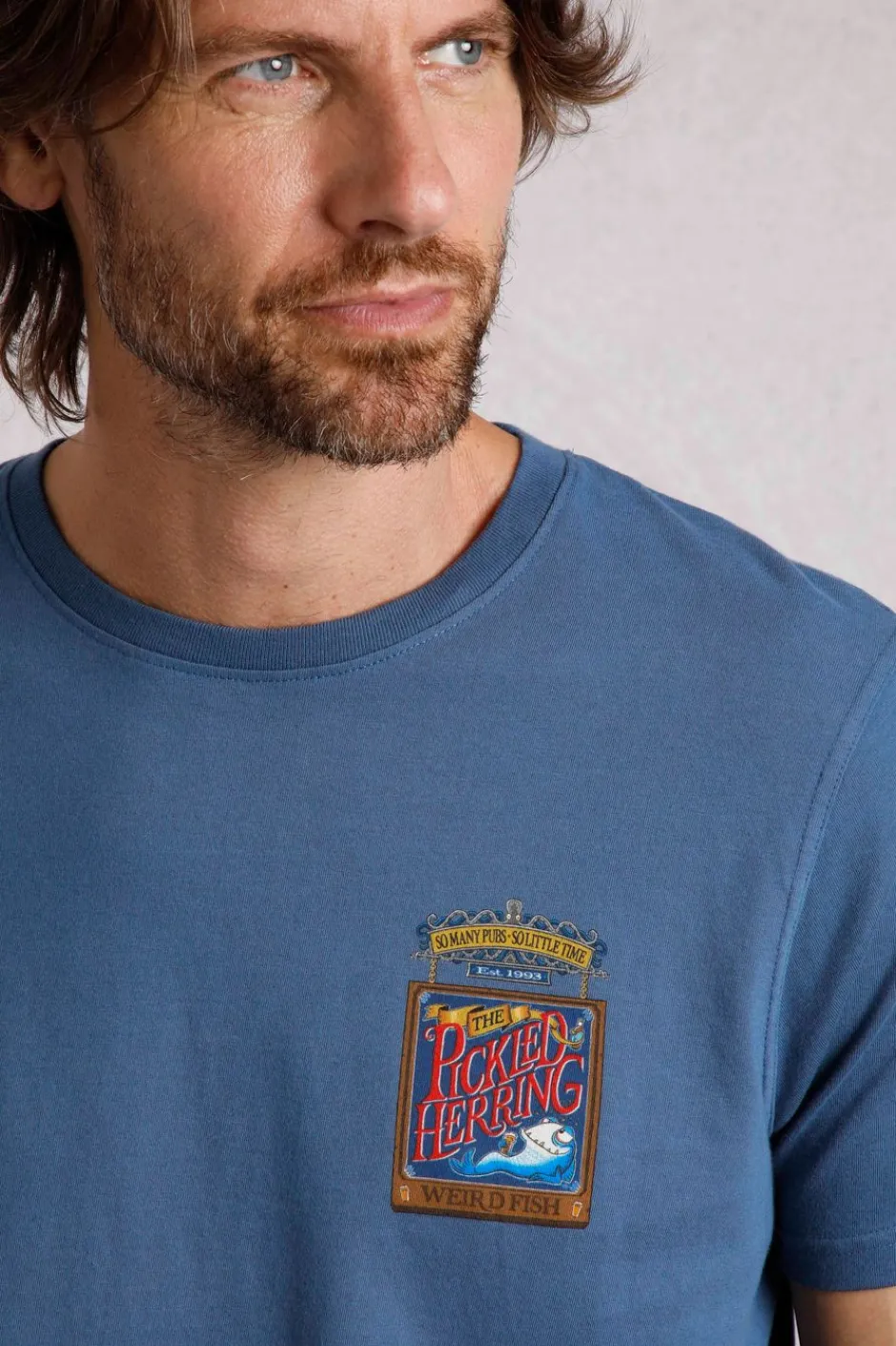 Weird Fish T-Shirts|Pickled Back Print Artist T-Shirt Ensign Blue