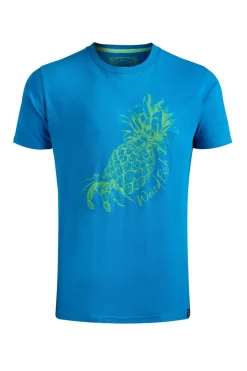 Weird Fish T-Shirts|Pineapple Express Organic Cotton Front Print T-Shirt Lagoon Blue