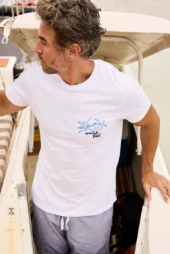 Weird Fish T-Shirts|Porter Organic Cotton Chest Print T-Shirt White