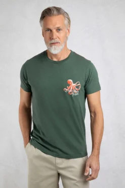 Weird Fish T-Shirts|Porter Organic Cotton Chest Print T-Shirt Army Green