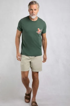 Weird Fish T-Shirts|Porter Organic Cotton Chest Print T-Shirt Army Green