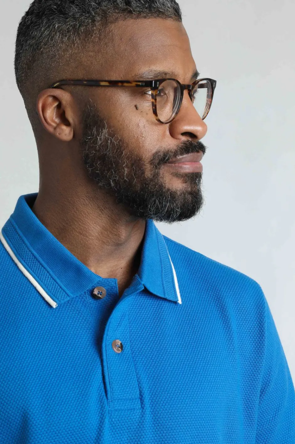 Weird Fish Polo & Rugby Shirts|Powell Organic Cotton Textured Jersey Polo Shirt Blue Sapphire