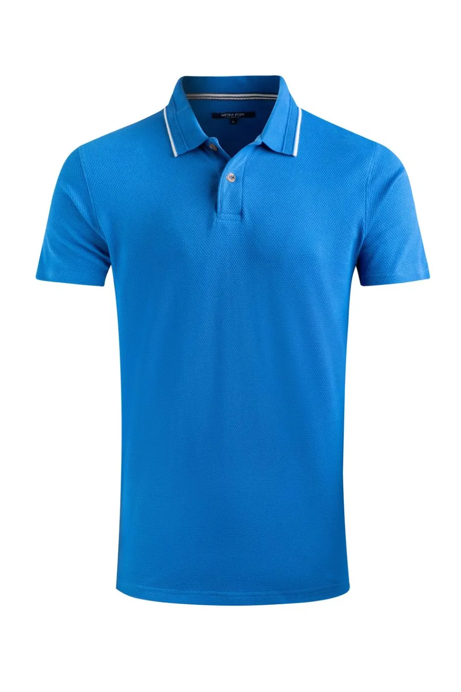 Weird Fish Polo & Rugby Shirts|Powell Organic Cotton Textured Jersey Polo Shirt Blue Sapphire