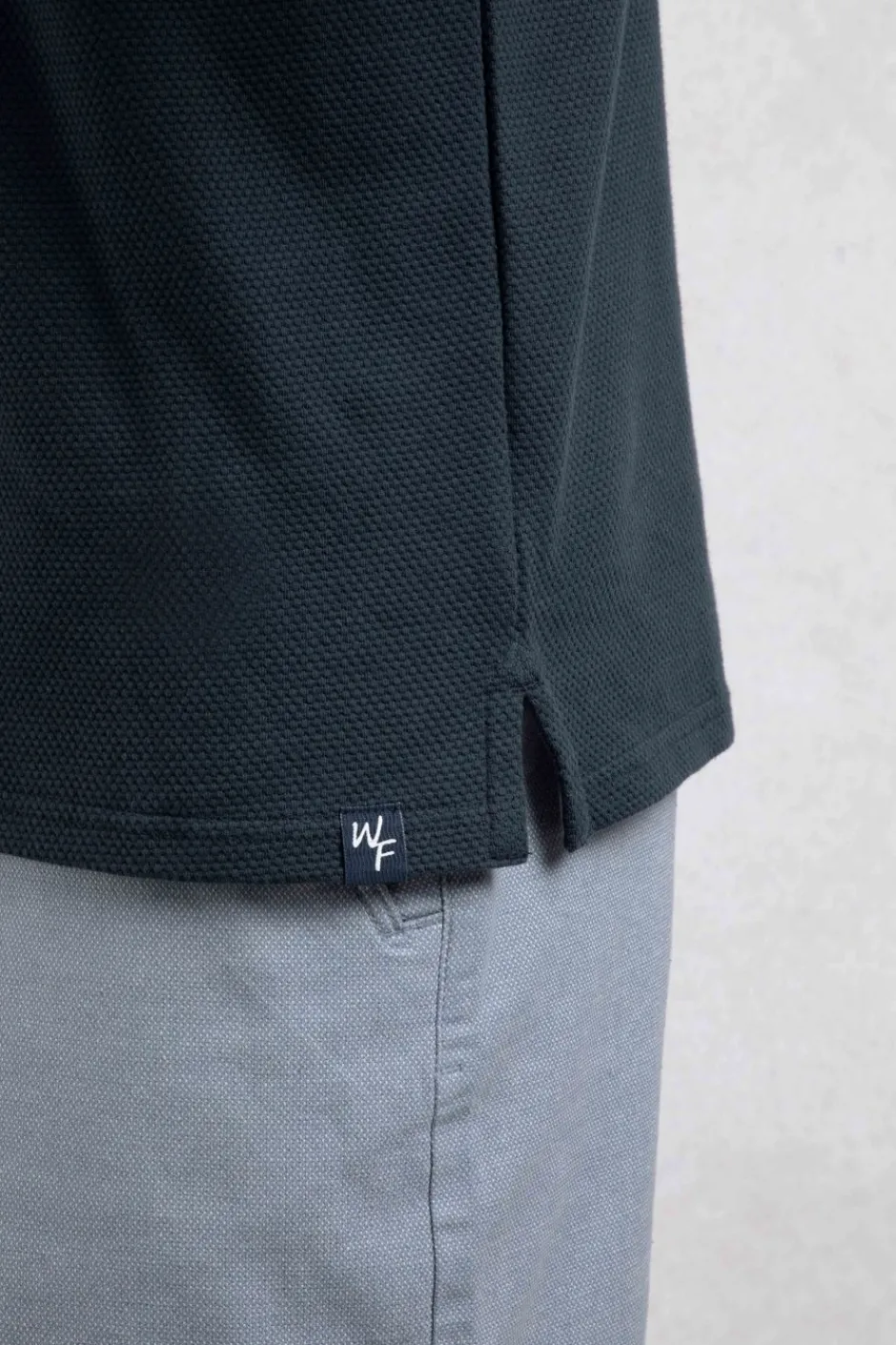 Weird Fish Polo & Rugby Shirts|Powell Organic Cotton Textured Jersey Polo Shirt Navy