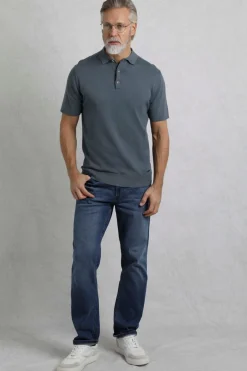 Weird Fish Polo & Rugby Shirts|Quentin Short Sleeve Knitted Polo Blue Mirage