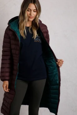 Weird Fish Coats, Jackets And Gilets|Ravinia Lightweight Padded Long-Line Jacket Mulled Wine