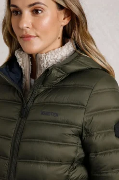Weird Fish Coats, Jackets And Gilets|Ravinia Lightweight Padded Long-Line Jacket Fir Green