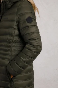 Weird Fish Coats, Jackets And Gilets|Ravinia Lightweight Padded Long-Line Jacket Fir Green