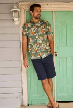 Weird Fish Shorts|Rayburn Organic Cotton Flat Front Shorts Navy