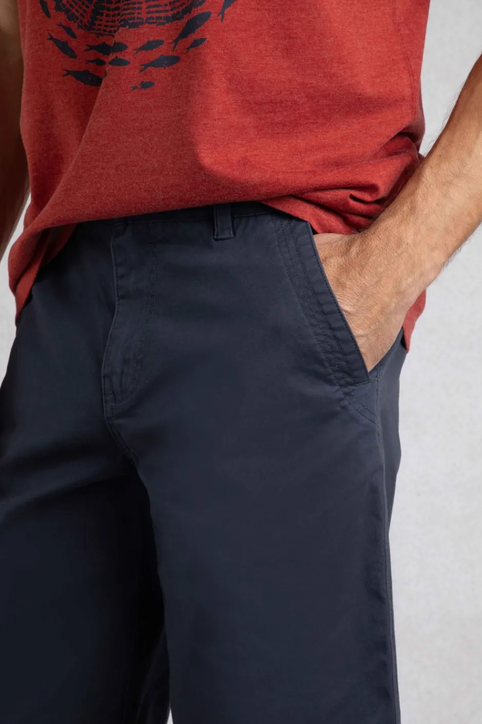 Weird Fish Shorts|Rayburn Organic Cotton Flat Front Shorts Navy
