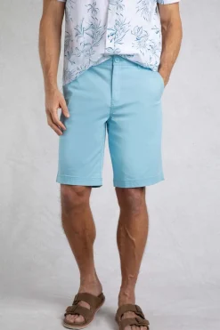 Weird Fish Shorts|Rayburn Organic Cotton Flat Front Shorts Powder Blue