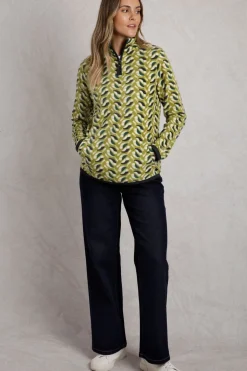 Weird Fish Fleece|Reena 1/4 Zip Printed Microfleece Warm Olive
