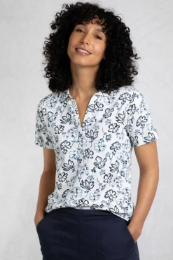 Weird Fish Tunics|Tops & T-Shirts|Rehena Organic Cotton Printed Jersey Polo Shirt Off White