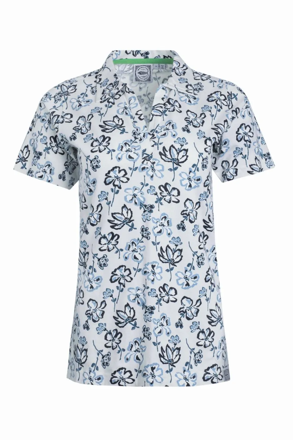 Weird Fish Tunics|Tops & T-Shirts|Rehena Organic Cotton Printed Jersey Polo Shirt Off White