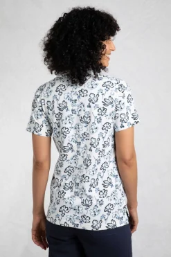Weird Fish Tunics|Tops & T-Shirts|Rehena Organic Cotton Printed Jersey Polo Shirt Off White