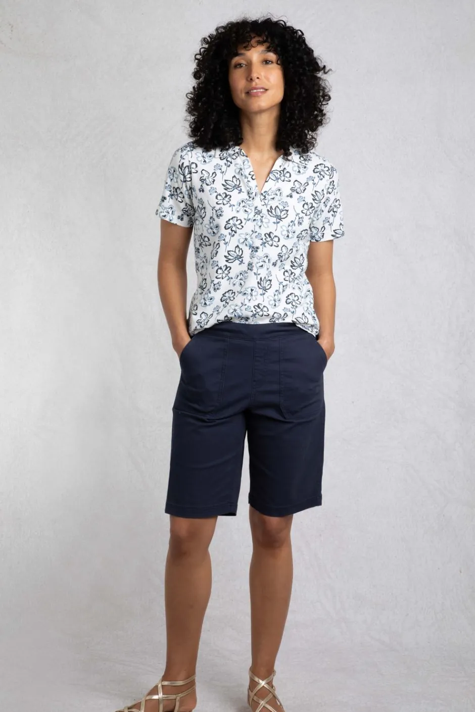 Weird Fish Tunics|Tops & T-Shirts|Rehena Organic Cotton Printed Jersey Polo Shirt Off White