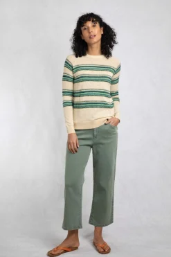 Weird Fish Jumpers & Cardigans|Knitwear|Reka Lightweight Striped Crew Neck Jumper Light Cream