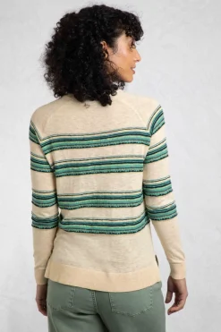Weird Fish Jumpers & Cardigans|Knitwear|Reka Lightweight Striped Crew Neck Jumper Light Cream