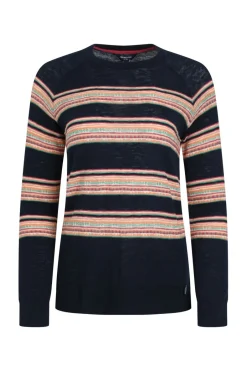 Weird Fish Jumpers & Cardigans|Knitwear|Reka Lightweight Striped Crew Neck Jumper Navy