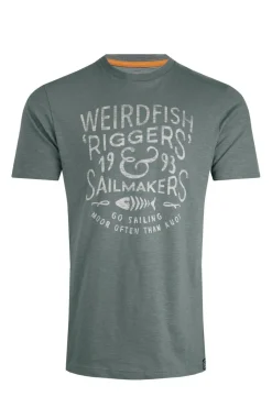 Weird Fish T-Shirts|Riggers Organic Cotton Reverse Print Graphic T-Shirt Storm Grey