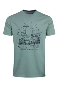 Weird Fish T-Shirts|Roamer Front Print Graphic T-Shirt Mineral Blue