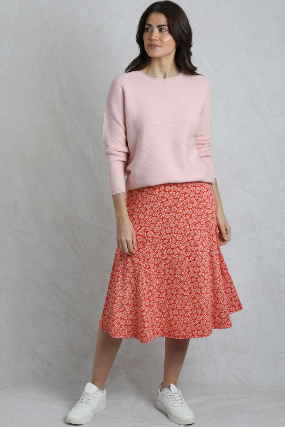 Weird Fish Skirts|Romaro Printed Jersey Midi Skirt Crimson