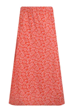 Weird Fish Skirts|Romaro Printed Jersey Midi Skirt Crimson