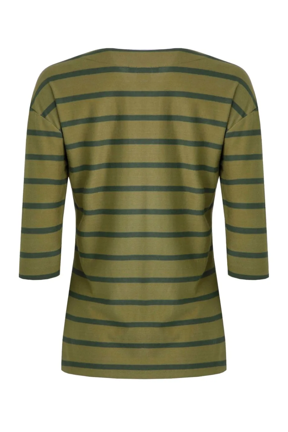 Weird Fish Tunics|Tops & T-Shirts|Rommie Organic Cotton Square Neck Stripe T-Shirt Olive Green