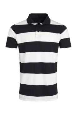 Weird Fish Polo & Rugby Shirts|Ronald Organic Cotton Striped Polo Shirt Navy